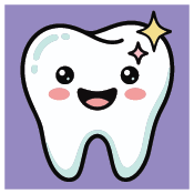 An illustration of a cartoon tooth smiling