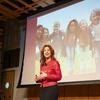 Klein professor Sherri Hope Culver speaking during a Temple Talks event.