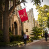 Students on Pollett Walk, near Mitten Hall, on Main Campus