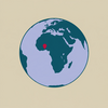 An illustration of the globe with a red dot marking the location of Africa
