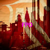 dual exposure photo displaying the Philadelphia skyline and cherry red Temple T flag