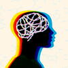 An illustration of a person's profile and brain