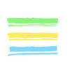 green, yellow and blue highlighter marks