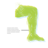 A block print of a human leg in yellow and green ink